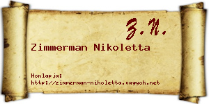 Zimmerman Nikoletta névjegykártya